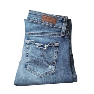 AG JEANS Mari Crop High Rise Straight raw hem jeans model off duty clean girl 24